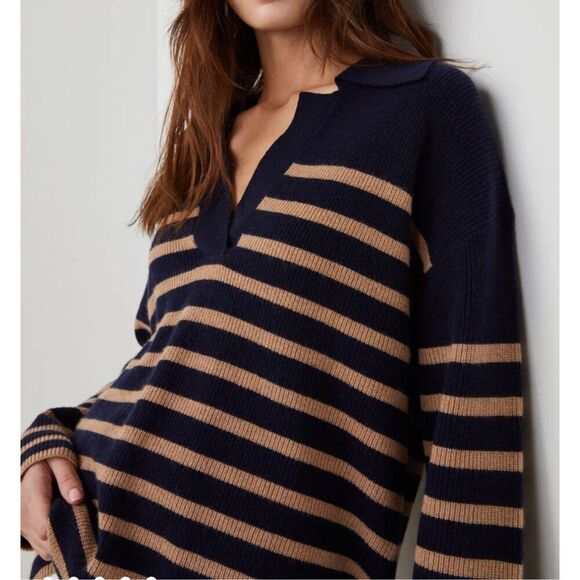 Rails Harris Sweater Camel Navy Stripe Size XS NWT - Picture 2 of 5